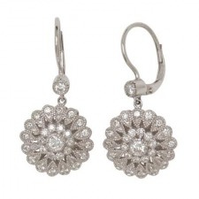 14K White Gold Antique Hanging Earrings