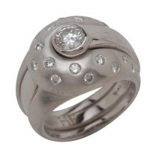 18K White Gold Insert Ring And Diamond Jacket