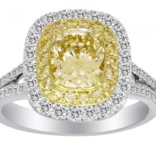 Fancy Yellow Cushion Ring