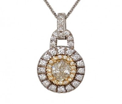 18K Two Tone Fancy Yellow Diamond Pendant