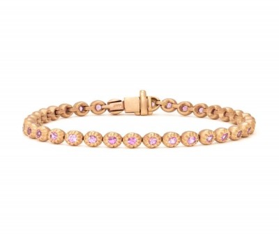 Matte Pink Gold Round Diamond Tennis Bracelet