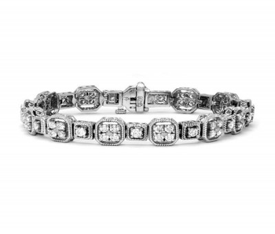 White Gold Antique Round Diamond Bracelet