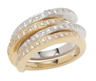 18K Two Tone Interlocking Diamond Rings