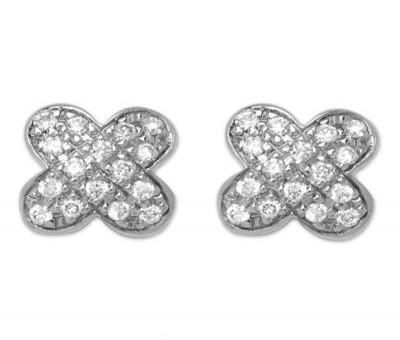 18K White Gold Diamond Clover Earrings