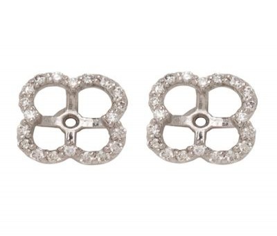 18K White Gold Diamond Clover Earring Jackets
