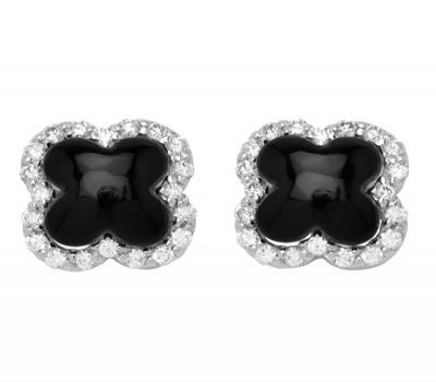 Onyx Clover Earrings
