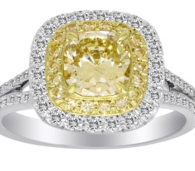 Fancy Yellow Cushion Ring