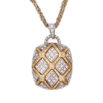 18K Two Tone Diamond Pendant