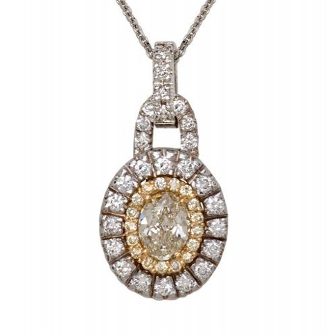 18K Two Tone Fancy Yellow Diamond Pendant