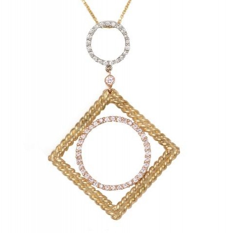 18K Three Tone Diamond Pendant