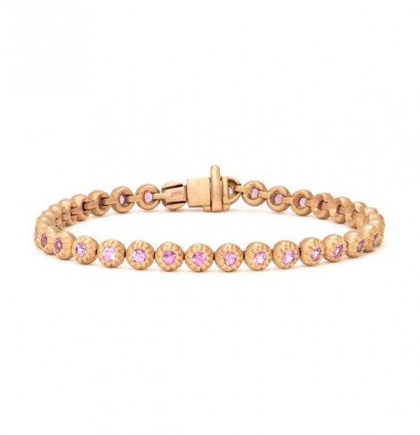 Matte Pink Gold Round Diamond Tennis Bracelet