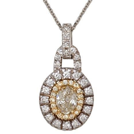 18K Two-Tone Gold Fancy Yellow Oval Diamond Necklace