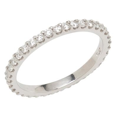 Platinum Wedding Band With Round Diamonds
