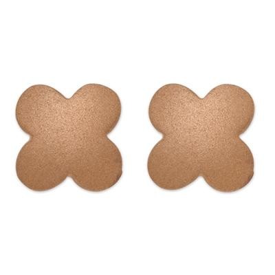 18K Pink Gold Matte Finish Clover Earrings