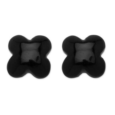 Onyx Clover Earrings