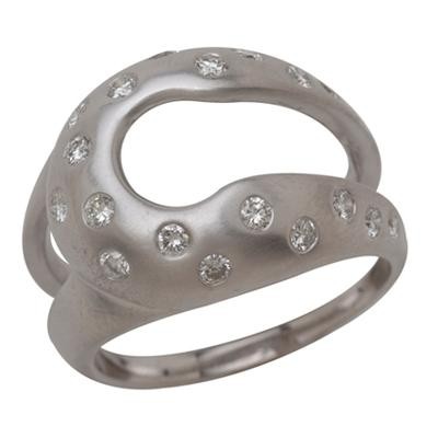 18K White Gold Matte Finish Round Diamond Ring Jacket
