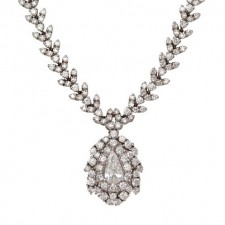 18K White Gold Diamond Drop Necklace
