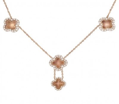 18K Pink Gold Diamond Necklace