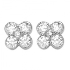 18K White Gold Tube Set Diamond Earrings