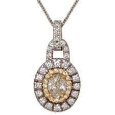18K Two-Tone Gold Fancy Yellow Oval Diamond Necklace