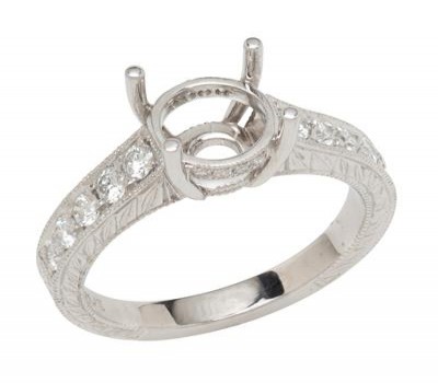 Platinum Antique Style Engagement Ring