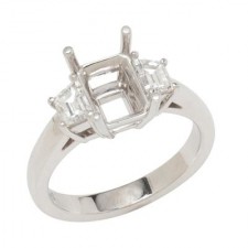 Platinum Engagement Ring With Trapezoid Cut Diamonds