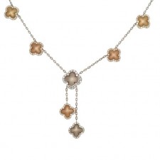 18K Three Tone Gold Clover Necklace