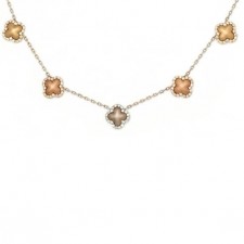 18K Three-Tone Gold Clover Necklace