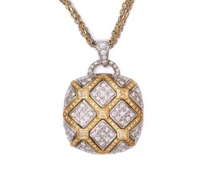 Two-Tone Gold Quilted Diamond Necklace