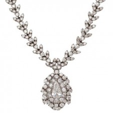 18K White Gold Diamond Drop Necklace
