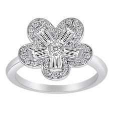 Fower Ring With Baguette Cut Diamonds From Our Garden Collection